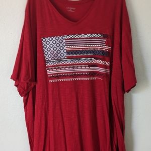 Catherines 5x 34/36x Red with flag plus size Top